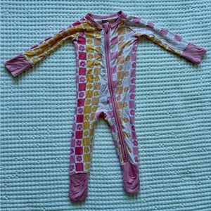 Dream Big Little Co. Bamboo Girl’s Summer Sunset Checkers Daisy Romper: 0-3 M